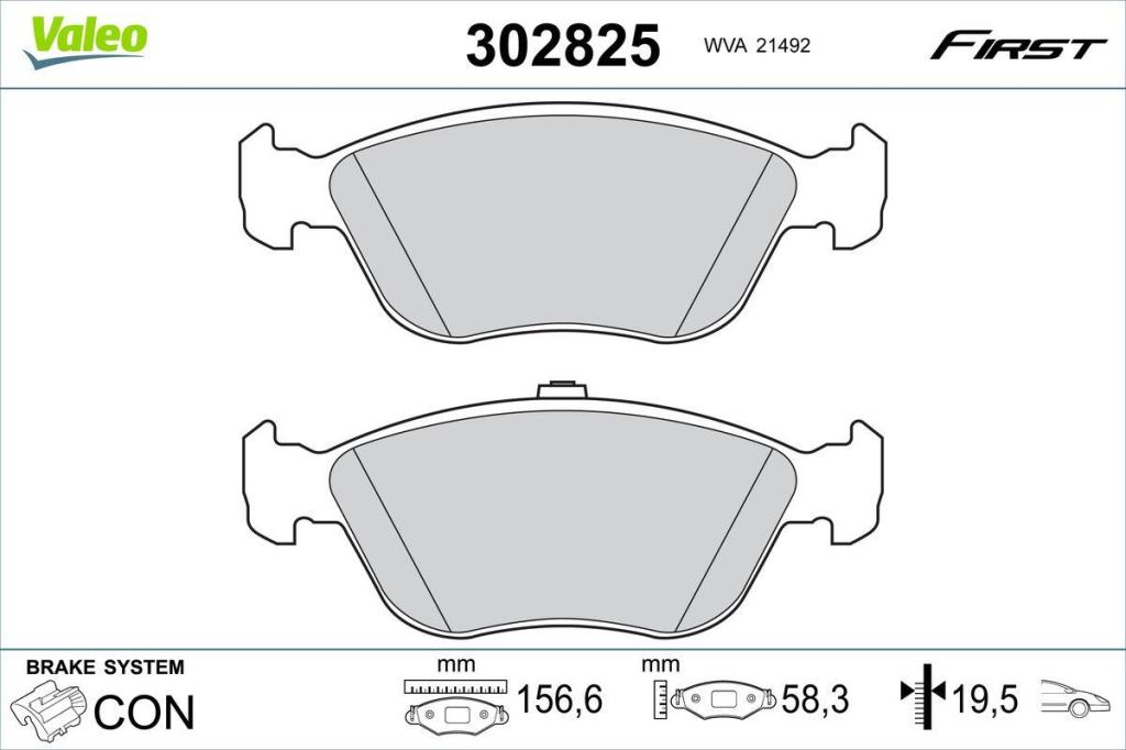 Jeu de 4 plaquettes de frein VALEO ref. 302825